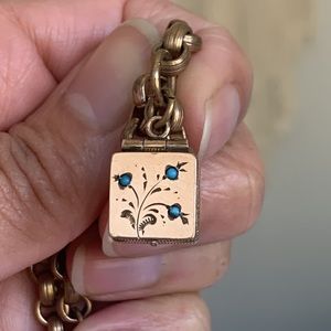 Antique Rose Gold Turquoise Necklace